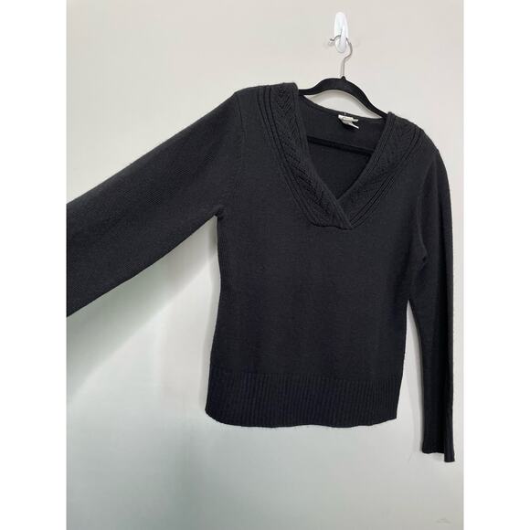Vtg Y2K Fashion Bug Pullover Sweater  V Neck Long Sleeve‎ Black Dark Academia L - Picture 5 of 10